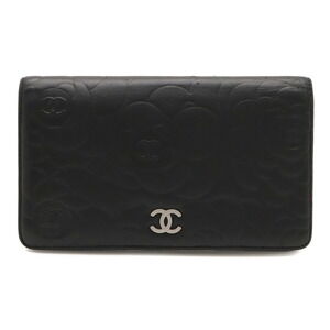 CHANEL Black Leather Logo Wallet
